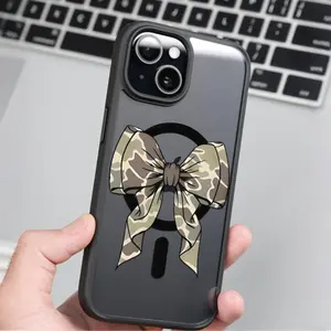 2026 Camouflage Bow Pattern Phone Case for iPhone X/XS/Xs Max 11 12 13 14 15 16 Pro Max Plus, Anti-Drop Protector Compatible with MagSafe Magnetic Clear