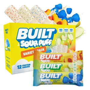 Official Built Bar Sour Puff Variety Box Triple Flavor Mixed Pack, Gluten Free Collagen Protein Candy Snack Bars 12 Count Box 16g Protein 150 Calories Official Built Bar Sour Puff Variety Box Triple Flavor Mixed Pack, Gluten Free Collagen Protein Candy Snack Bars 12 Count Box 16g Protein 150 Calories