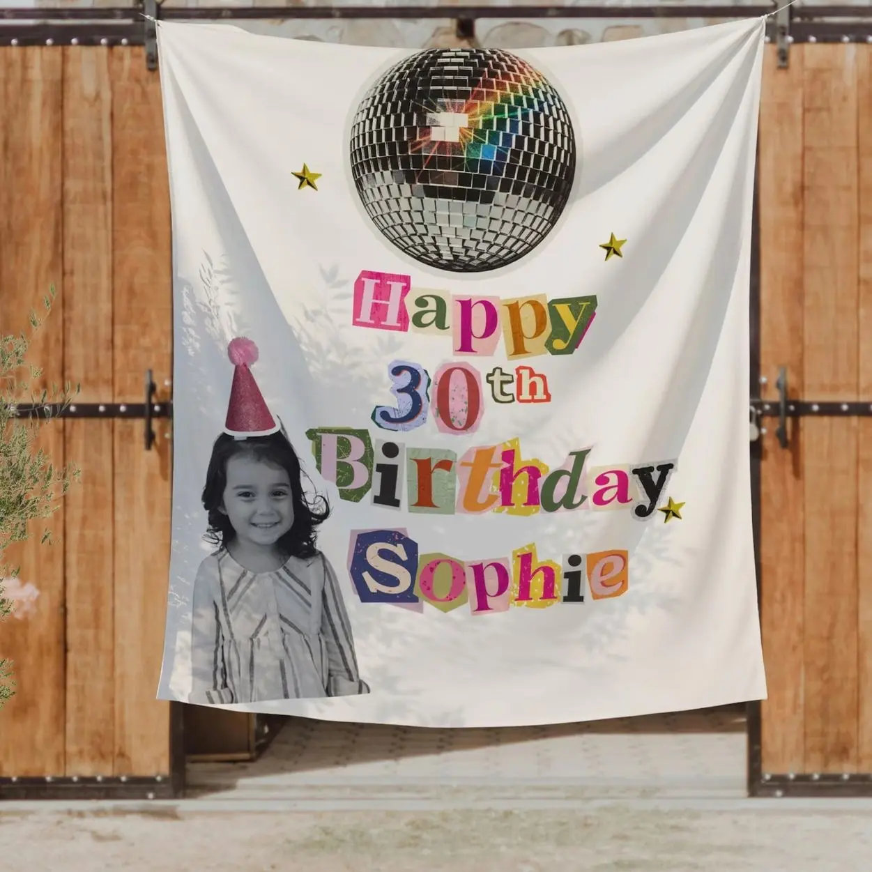 Birthday Photo Banner, Customizable Party Decor, Personalized Birthday Decorations, Fun Disco Ball Event Banners for Any Age