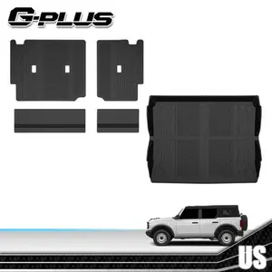 Fit For 21-24 Ford Bronco 4 Door(Not fit 2-doors or Bronco Sport),TPE Floor Mats All Weather Floor Mats Rubber Liners,Waterproof Anti-slip Durable Floor Mats,Car Accessories G-PLUS