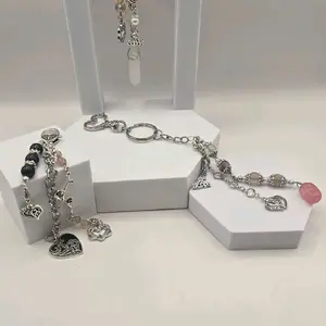 The Devoted Heart Series Meaningful Valentine's Love Charms & Keychains with Heart Charms and Beaded Design