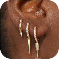 Gold : 3 Pairs of CZ Hoops