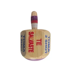 Mexican  Spinning Top Game With A Twist/Pirinola De Madera Version Adultos Para Tomar