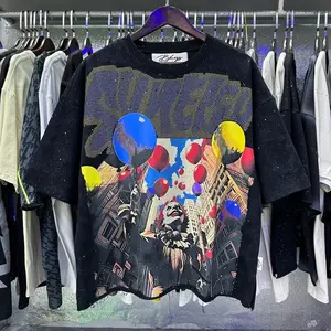 Y2K Bling Rhinestone Crop Tee  Oversized Streetwear T-Shirt, Shiny Diamond Graphic Loose Cotton Summer Top (Unisex)---Ridge Street Sportwear