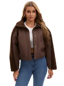 Retro Loose Casual Versatile Long-Sleeved Lambskin Coat with Faux Fur Lining for Women Stylish Comfortable Everyday Wear