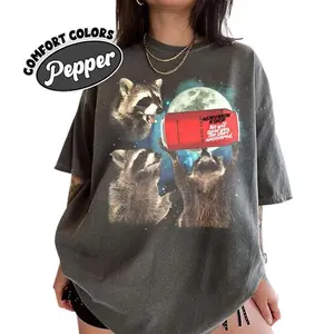 Comfort Color Three Raccoons Red Zero Coke Vintage T-shirts, Funny Meme Genz Dank Raccoons, Gifts, Unisex Tee, Top Menswear Underwear Crewneck