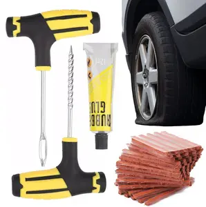 68 PCS Bike Tire Punctures Repair Tool, Tyre Repair Rubber Sealing Strips Flat Tire Plug Tire Emergency Repair Tubeless Bike Tyre Repair Kit Plugger Tool for Car, Van, Motorcycle, Trunk, Bike
