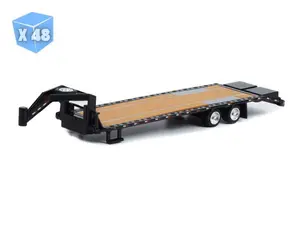 48 PACK Gooseneck Trailer - Black w/ Red and White Conspicuity Stripes Diecast 1:64 Scale Model - Greenlight 30390