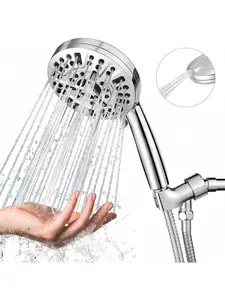 High Pressure 8+2 Mode Handheld Showerhead - Anti-Clogging Nozzle for Cleaning Bathtubs, Tiles & Pets, Extra Long 60 Feet Stainless Steel Hose