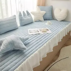 Hot-Selling Internet Celebrity Thickened Rabbit Fur Non-Slip Bay Window Mat Solid Color Simple Warm Window Sill Mat All-Season Universal wife birthday gift idea elastic fabric