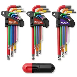 METOXA 28-Piece Color-Coded Hex Key & Torx Wrench Set, Metric/SAE/Torx 3-in-1 Allen Wrench Kit with T-Handle Speed Wrench, High-Leverage Workshop Tools, Father’s Day Gift for Men