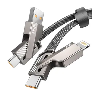 4 in 1 Charging Cable Fast Charging 60W, USB C Cable 4-in-1 USB Multi Charging Cable with E-Mark Chip Charger Cord