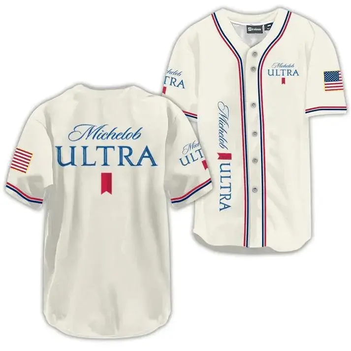 Michelob Ultra Beer Baseball Jersey, USA Flag Baseball Jersey, 4th of July Jersey, Baseball Club Jersey, Baseball Team Jersey