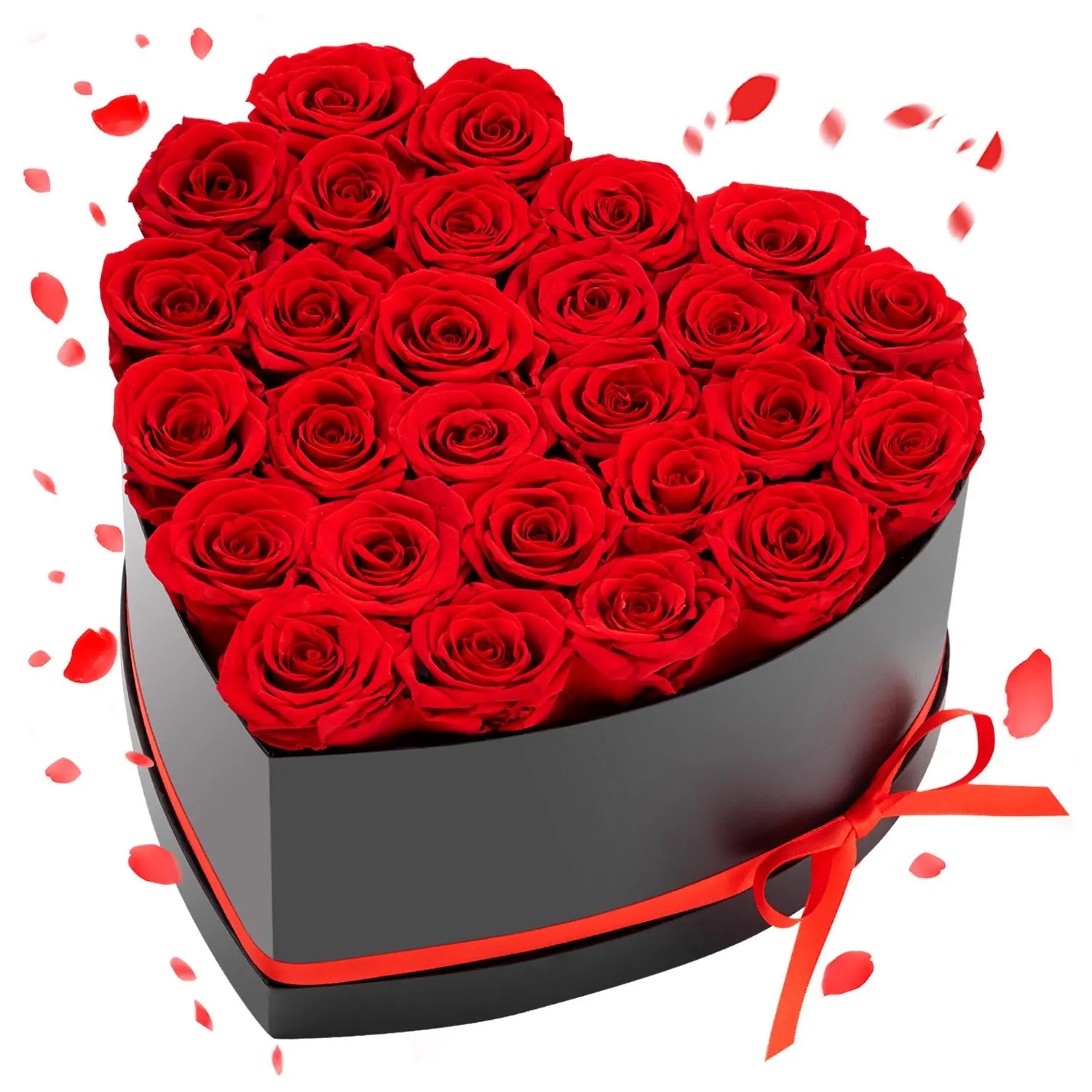 VEVOR 27-Piece Romantic Preserved Rose Eternal Bouquet, Colorful Heart Shape Box Floral Decor, Women's Room Accessory, Birthday/Mother's Day Gift, Red, Prime Delivery