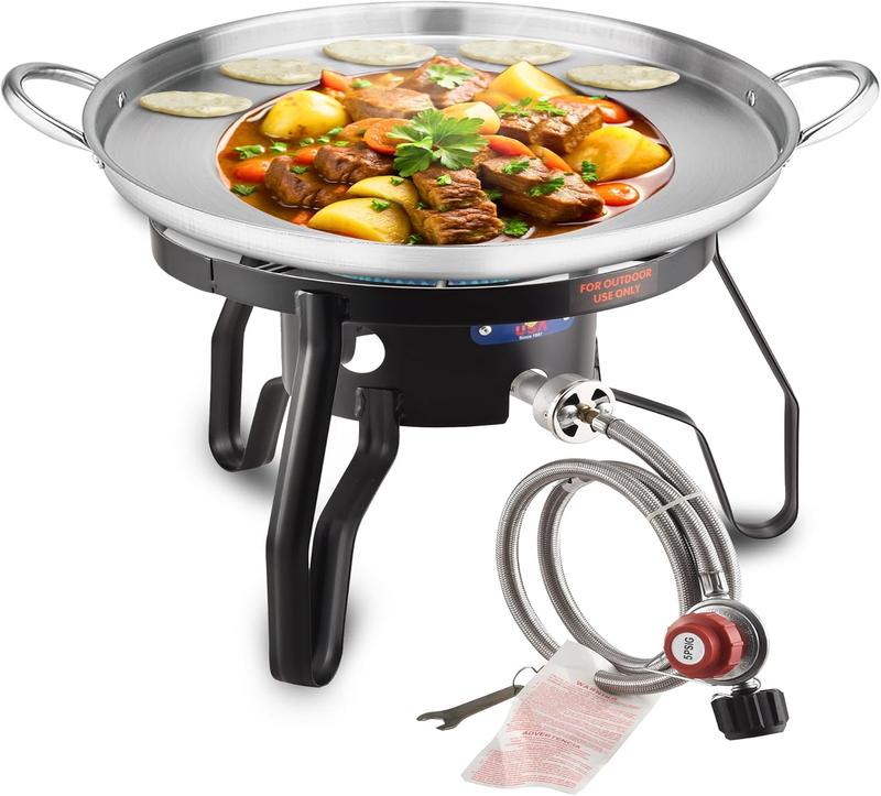 ARC 23" Heavy Duty Stainless Steel Concave Discada Disc Cooker Cazo and 55000BTU Propane Burner Camping Stove,Great Comal para Tacos Tortillas Maker,Outdoor Gas Stove Burner Cooker for Cooking