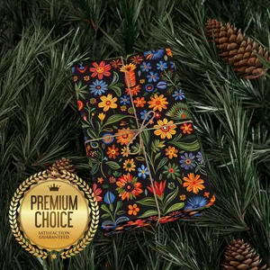 Mexican Folk Art Wrapping Paper for Weddings, Beautiful Floral Pattern for Birthdays and Christmas