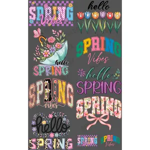 SPRING VIBES (1) PREMADE GANGSHEET - 22X36 DTF TRANSFERS - DIRECT TO FILM