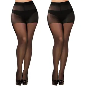 Buauty 2 Pairs Sheer Black Tights for Women 20D High Waist Pantyhose Plus Size Nylon Stockings Thick Warm Winter Thermal Legging Opaque Tights with Superior Tummy Control cold weather outdoorfun thick warm winter thermal legging plussize  fleecelined  tig