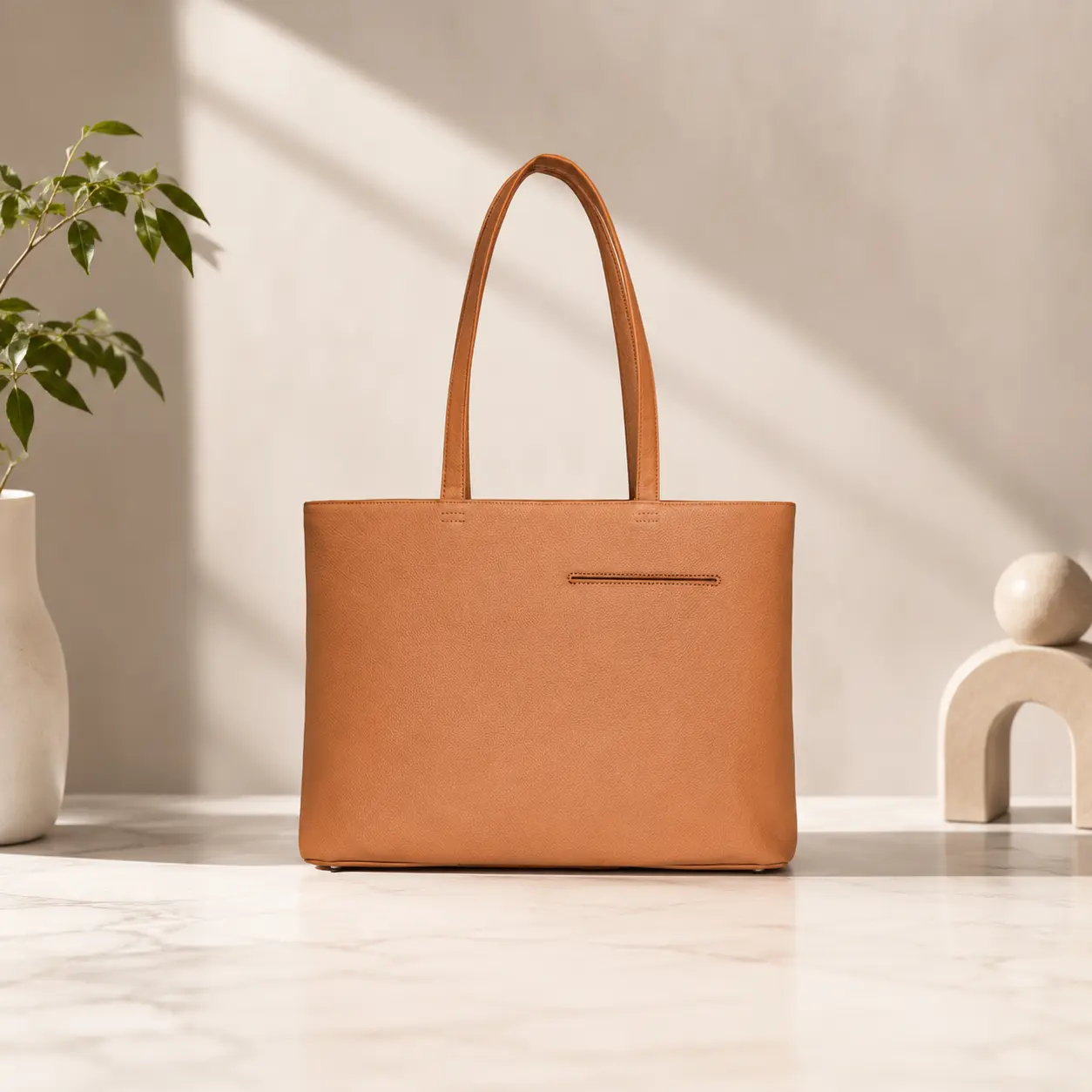 Men's Top Grain Leather Tote Bag for Work, Large Capacity Laptop Bag with Zipper for Business & Travel
