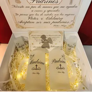 Personalized Godparents Proposal Gift Box with 2x 16oz Glasses & 2x 3oz Shot Glasses for Padrinos Proposal
