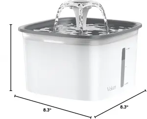 NO.BRAND Flower-Shape Automatic Multi-Pet Water Fountain for Dogs-Cats, Food Grade Grey Plastic, LED Lights, 2.8L, 5-Stage Filtration, Low-Energy Pump, Stainless Steel Parts, Auto Flow, Includes Replacement Filters
