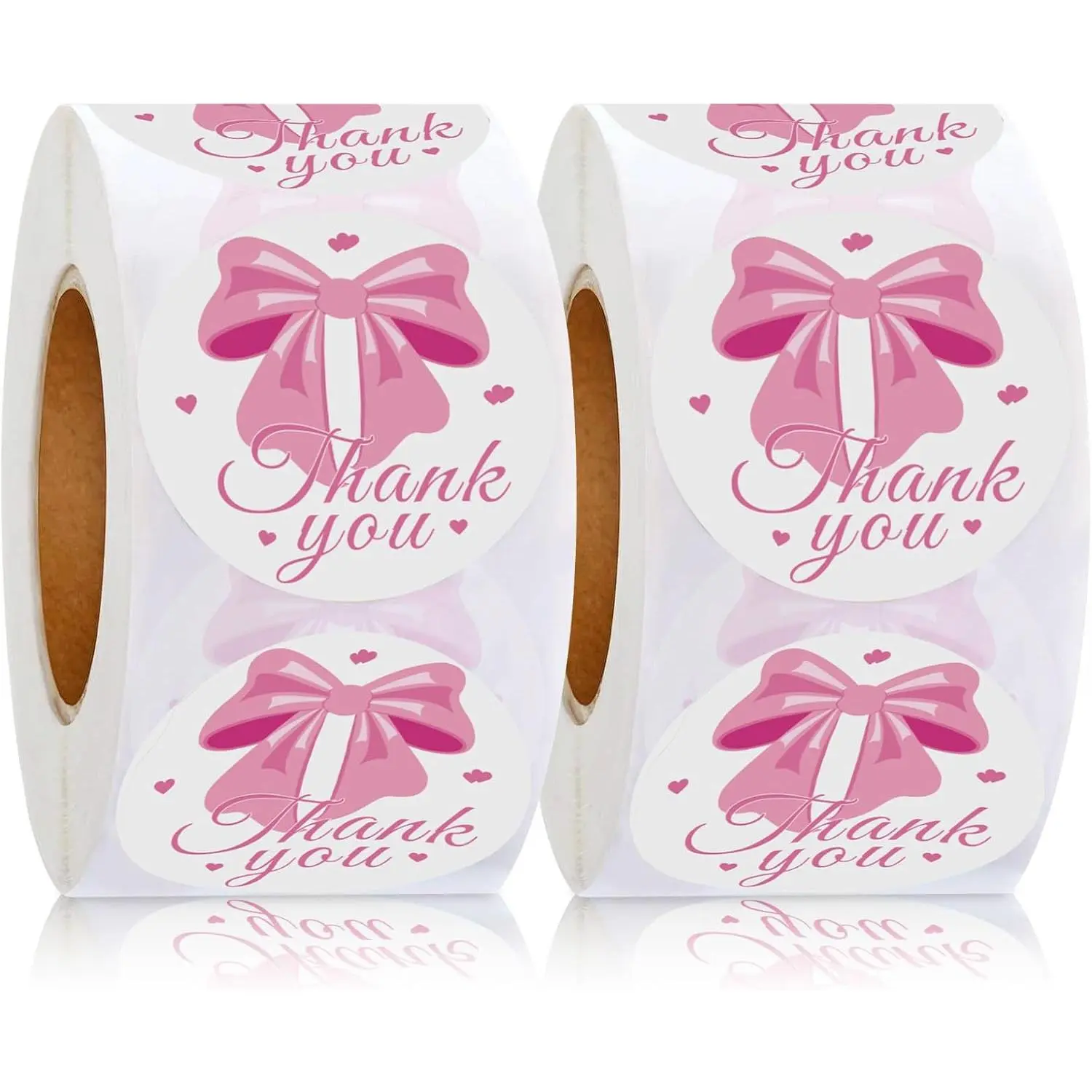 1000 count  Bow Thank You Sticker 1.5 Inch  Girly Aesthetic Decal Bowknot Adhesive Seal Label DIY Bow Sticker Roll (Classic)