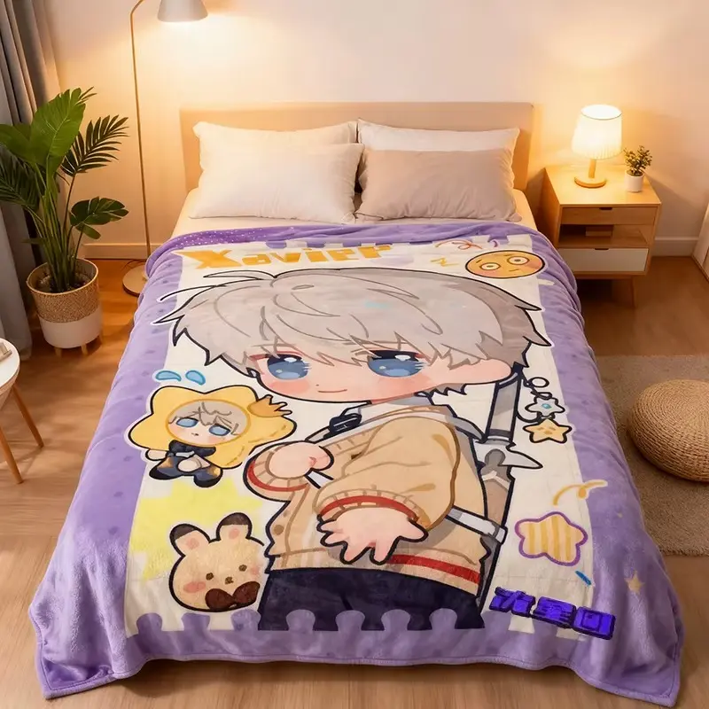Adorable style blanket. Anime-themed thickened flannel blanket. Soft and warm throw blanket. Cozy cartoon sofa throw for bed and office naps. Ideal fan gift. Soft and warm blanket. Summerwins.