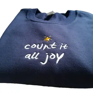 Count It All Joy Embroidered Sweatshirt, Christian Clothing Bible Verse Sweatshirt, Spiritual Crewneck Christian Gift, Embroidered Sweater