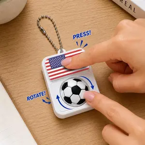 USA Flag Soccer Spinner Fidget Keychain, Dual Play Stress Relief Toy