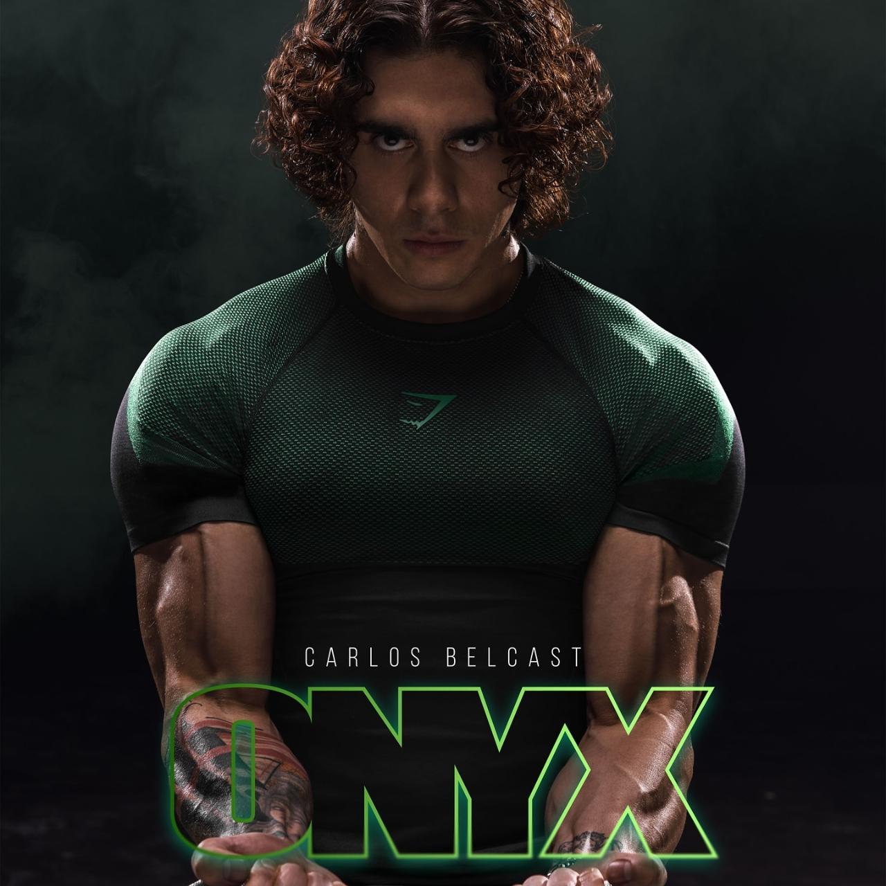 RARE Onyx 5.0 Seamless T-Shirt Black/Brand Blue Men's Fitted Athletic Tee for Workout