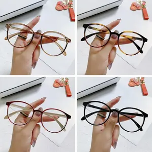 4 Pairs Unisex Round Frame Anti Blue Light Glasses, Comfortable Eye Protection Eyewear, Effective Blue Ray Blocking Clear Lens Glasses, Lightweight Fashion Spectacles for Office Working Gaming Study Daily Digital Screen Use