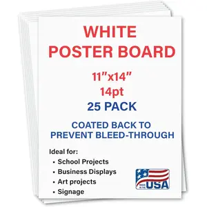 25 Pack Poster Boards 11x14"White Poster Paper, Poster Board Bulk, Posterboard, School Supplies, Coated  to  marker/ bleed through