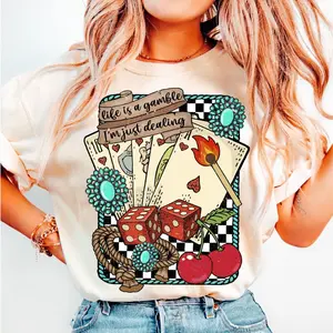 Comfort Colors Life is a Gamble Shirt, Retro Turquoise Western, Country , Wild West Gifts, Retro Cowboy Graphic Cotton