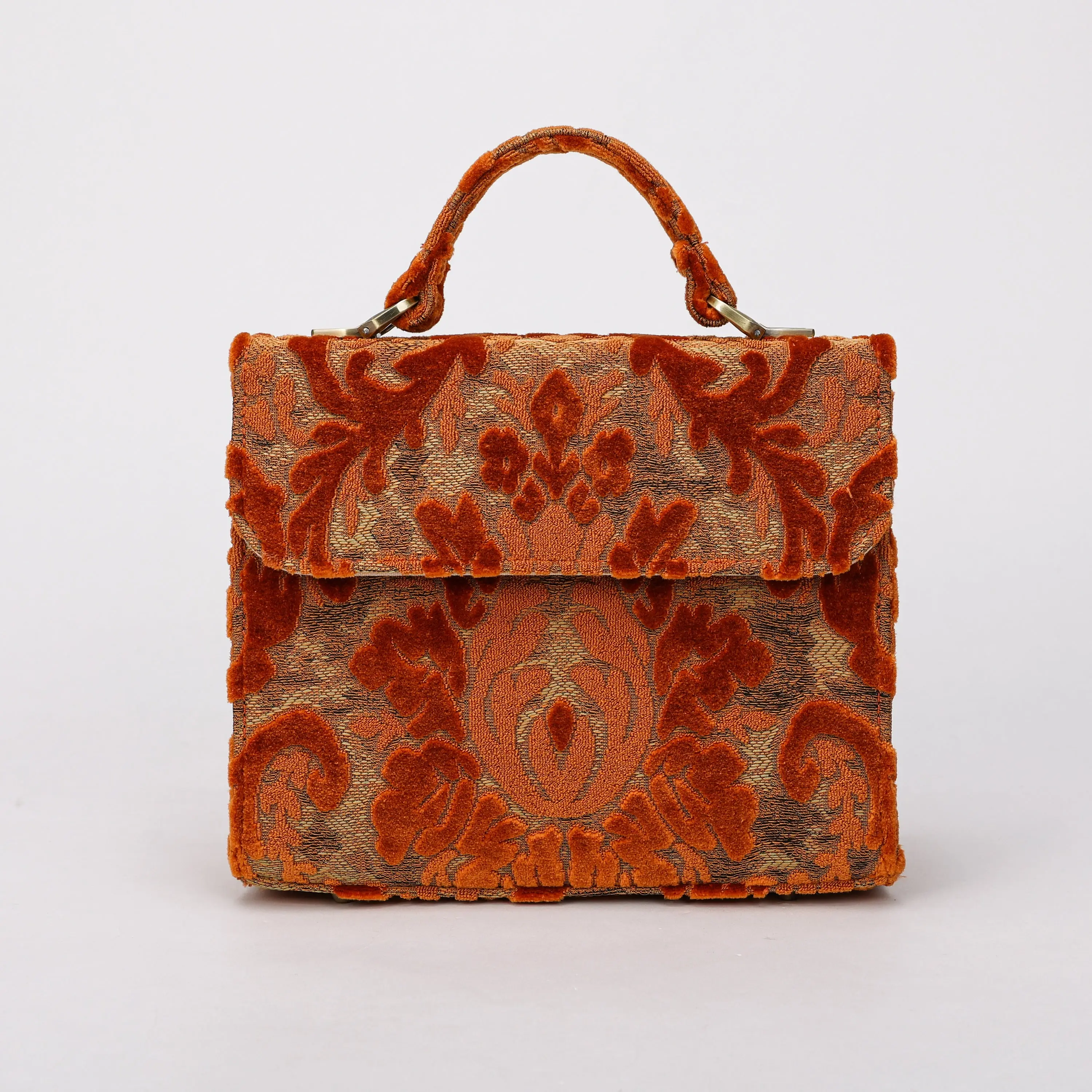 Burnout Velvet Orange Flap Satchel