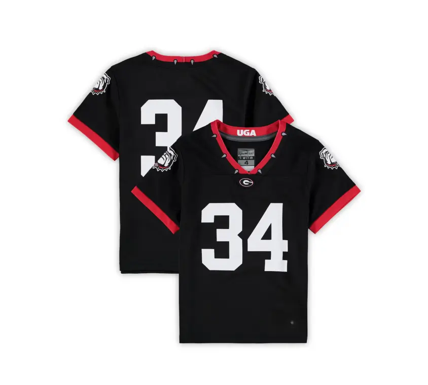 Unisex Black #34 Georgia Bulldogs Football Jersey, Classic Game Day BullDogs Jerseys