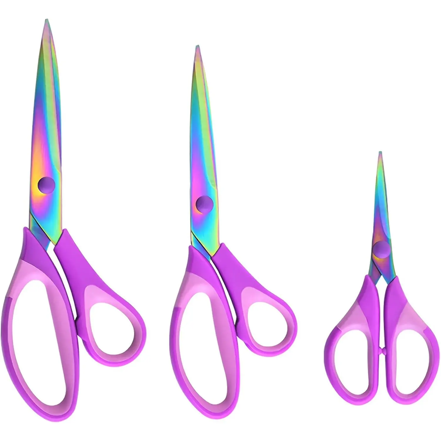 3Pack Craft Scissors Set  All Purpose Sharp Titanium Blades Shears, Comfort Grip Handle, Multipurpose Fabric Scissors Tool Great for Adults, Office, Sewing, School and Home Supplies(Purple) - Home Improvement.