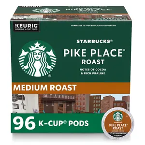 Starbucks Pike Place Roast K-Cup Coffee Pods Medium Roast 100% Arabica for Keurig Brewers 4 Boxes 96 Pods Total Beverage Flavor Bean Dark