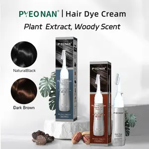 PYEONAN Unisex Hair Dye Cream, Natural Plant Extracts, Targeted Gray Coverage, Root/ Sideburns Touch-up & Full dyeing, without Blending, 2-in-1 Grey Coverage & Haircare, Effortlessly Turn Grey to Black or Dark Brown with Herbal Ingredients. 2.8Oz./80g