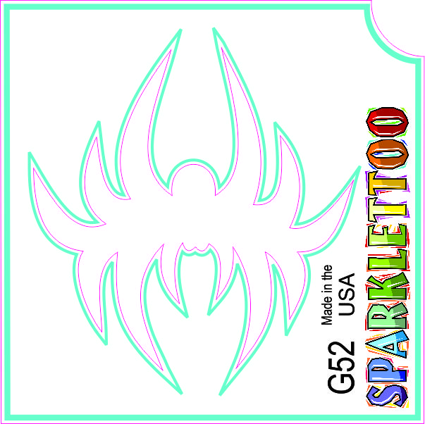 212 MAIN Men's Ruby Red Paint G52-2 2-Ply Tribal Spider Design Glitter Tattoo Stencils, Pack of 100, FDA-Compliant, Kid-Safe, for Costumes & Special Occasion Accessories, Stencil