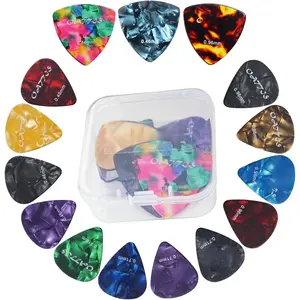 15 count Guitar Picks Set OA-PK15-001 - Large Triangle & Standard Picks Combo - 3 Thicknesses Thin Medium Heavy - For Guitar Bass Acoustic Electric Players -