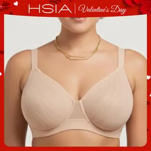 HSIA Lira Unlined Full Coverage Underwire Minimizer Bra Seamless Lace Cup Unpadded  Support