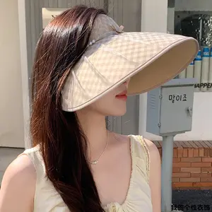 Summer Outdoor Wide-Brim Sun Hat for Women, Fashionable and Versatile, Sunscreen Hat, Chanel-Style, High-End Feel, Open-Top Hat