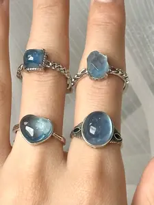 Natural Aquamarine Ring, Blue Aquamarine Ring, For more jewelry, please move to the live streaming room.