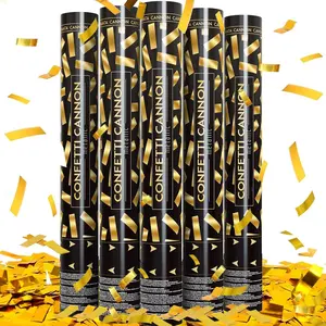 Confetti Cannons Confetti Poppers 5 Pack,15 Inch Gold Party Poppers Confetti Shooters, Yello Confetti Pop for Birthday Wedding Celebration Halloween Decorations Air Powered Confetti Gun