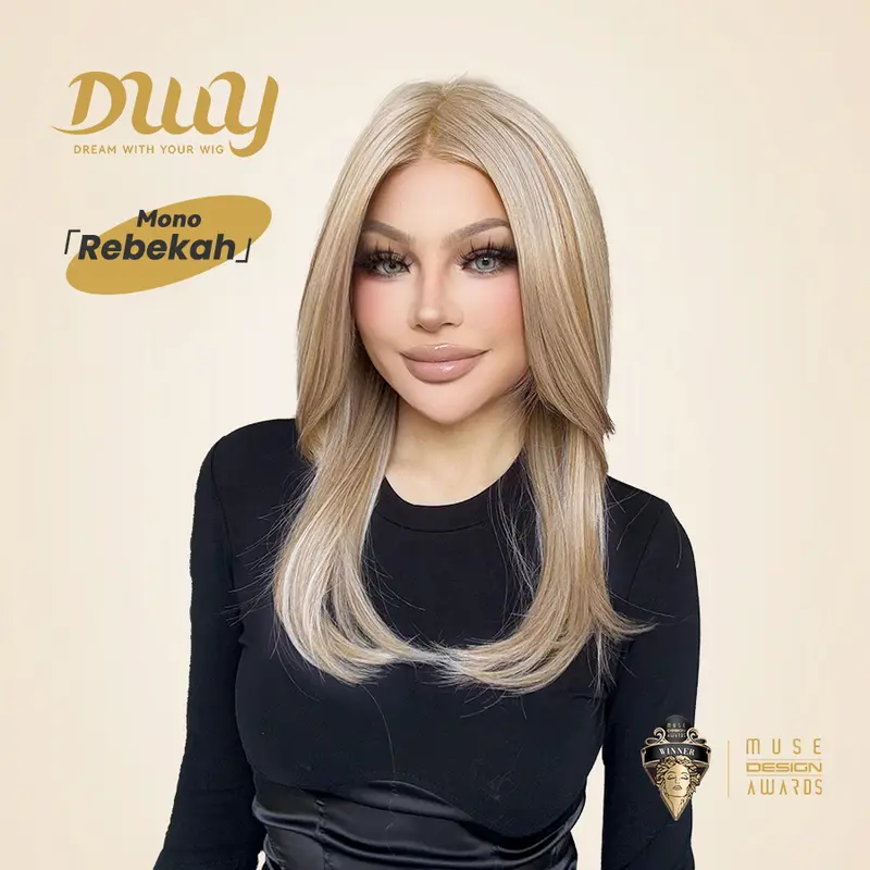 Rebekah -DWY Mono Lace Front Free Part Long Straight  Blonde Glueless Synthetic Wig for Women 16 Inches