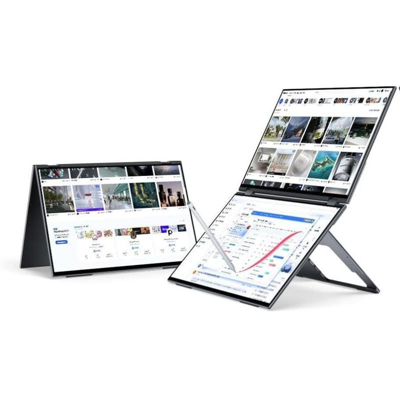 EHOMEWEI X2 PRO Dual Stacked Monitor 16"*2 2.5K Foldable Laptop Expansion Screens 2560*1600 60Hz 100DCI-P3 HDR Touch Pen Support for Windows MacOS