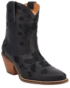 Dingo Women's Women'S Sweetheart Embroidered Booties Round Toe - Di2183-Blk
