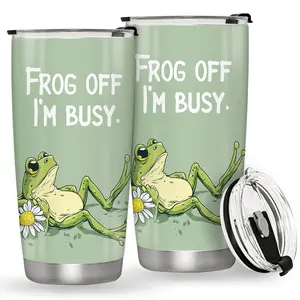 1pc 20oz Frog Off I'm BusyFunny Present for Husband Wife Boyfriend GirlfriendNovelty MugDouble Wall Stainless Steel Tumbler with LidHumor Quotes Gifts