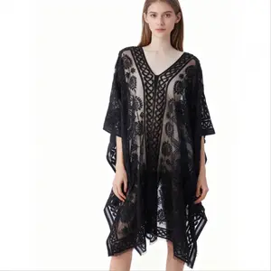 Women's Sheer Lace Top Hollow Out Shawl Multi-Functional Elegant Lightweight Fringed Chiffon Beach Cover Breathable Fashion Accessory for Valentine's Day Gift outdoorfun