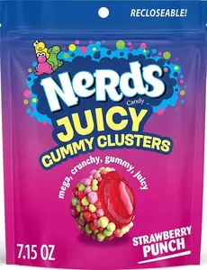Nerds Juicy Gummy Clusters Strawberry Punch Gummy Candy 7.2 oz Stand-Up Bag for Snacking & Sharing